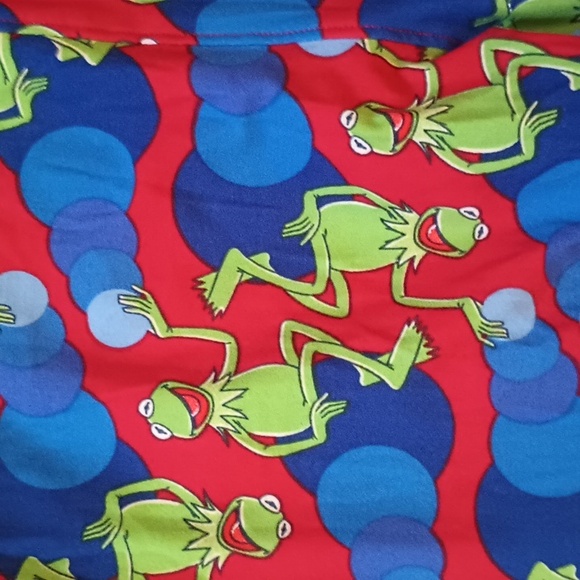 Lularoe Blue Red Green Kermit The Frog Leggings OS - Picture 2 of 7